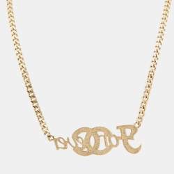 مملوكة مسبقًا Chanel CC Forever Crystal Gold Tone Necklace