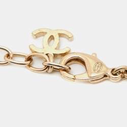 مملوكة مسبقًا Chanel CC Forever Crystal Gold Tone Necklace