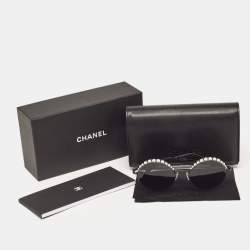 Chanel Black 4234-H Pearl Embellished Round Sunglasses
