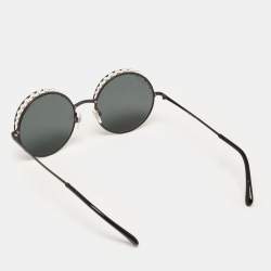 Chanel Black 4234-H Pearl Embellished Round Sunglasses
