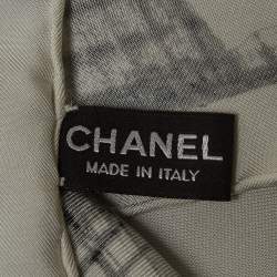 Chanel White Camellia Flower Print Silk Square Scarf