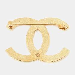 Chanel CC Gold Tone Brooch