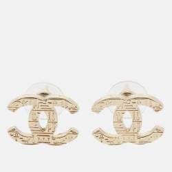 Pre Owned Chanel CC Gold Tone Earrings