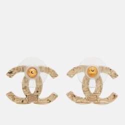 Pre Owned Chanel CC Gold Tone Earrings