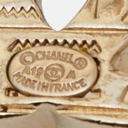 Pre Owned Chanel CC Gold Tone Earrings