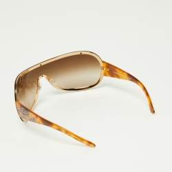Pre Owned Chanel Brown Havana/Brown Gradient 4148 Crystal CC Shield Sunglasses
