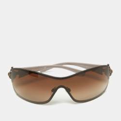 Pre Owned Chanel Bronze Tone/Brown Gradient 4164-B Camelia Shield Sunglasses