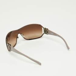 Pre Owned Chanel Bronze Tone/Brown Gradient 4164-B Camelia Shield Sunglasses