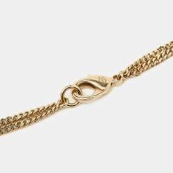 Chanel CC Faux Pearl Gold Tone Chain Link Long Station Necklace