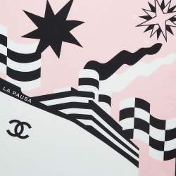 Chanel Pink Print Silk La Pausa Square Scarf