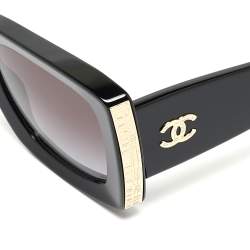 Chanel Black/Gold Gradient 5435 CC Metal Rectangular Sunglasses