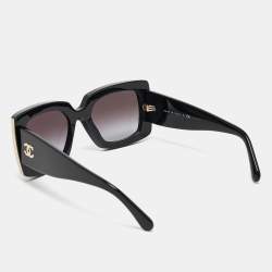 Chanel Black/Gold Gradient 5435 CC Metal Rectangular Sunglasses