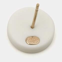 Chanel CC Enamel Resin Gold Tone Earrings