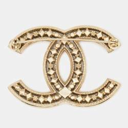 Chanel CC Gold Tone Brooch