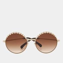 Chanel Brown/Gold Gradient 4234-H Pearl Round Sunglasses