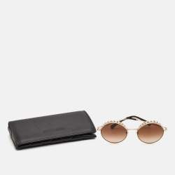 Chanel Brown/Gold Gradient 4234-H Pearl Round Sunglasses