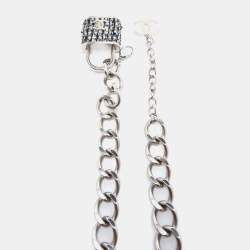 Chanel CC Fabric Charm Silver Tone Chain Belt