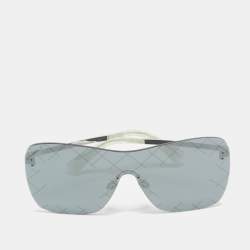 Pre Owned Chanel Black/Silver 4215 Runway Shield Sunglasses