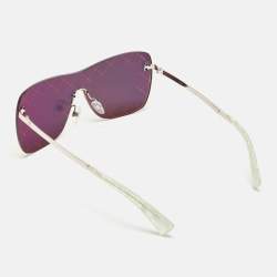 Pre Owned Chanel Silver/Red Mirrored 4215 Runway Shield Sunglasses