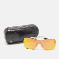 Pre Owned Chanel Silver/Red Mirrored 4215 Runway Shield Sunglasses