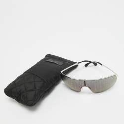 Pre Owned Chanel Black/Silver Hologram Runaway Shield Sunglasses