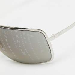 Pre Owned Chanel Black/Silver Hologram Runaway Shield Sunglasses