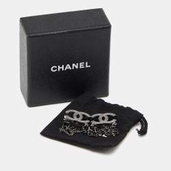 Chanel Gunmetal Tone CC Triple Chain Clip-On Earrings 