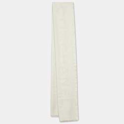 Chanel Ivory Coco Chanel Logo Silk & Cashmere Stole
