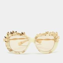 Chanel Beige/Gold Acetate Greece Square Sunglasses