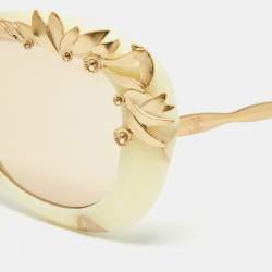 Chanel Beige/Gold Acetate Greece Square Sunglasses