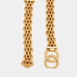 Pre Owned Chanel Black Ruffled Leather CC Chain Waist Belt