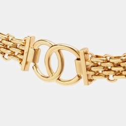 Pre Owned Chanel Black Ruffled Leather CC Chain Waist Belt