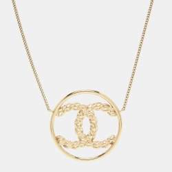 Pre Owned Chanel CC Crystals Gold Tone Necklace