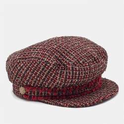 Pre Owned Chanel Multicolor Tweed Newsboy Cap S