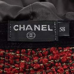 Chanel Red Tweed Bucket Hat