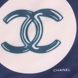 Chanel Navy Blue Lucky Charms Print Silk Square Scarf