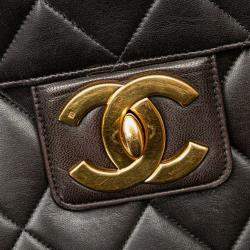 Chanel Black Quilted Lambskin Leather Flap Briefcase Bag