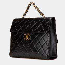 Chanel Black CC Quilted Lambskin Double Sided Flap