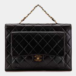 Chanel Black CC Quilted Lambskin Double Sided Flap