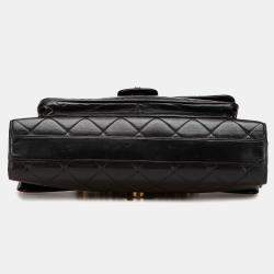 Chanel Black CC Quilted Lambskin Double Sided Flap