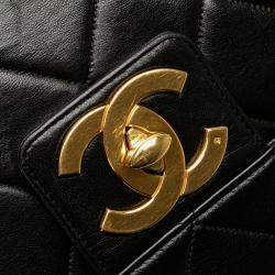 Chanel Black CC Quilted Lambskin Double Sided Flap