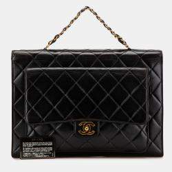 Chanel Black CC Quilted Lambskin Double Sided Flap