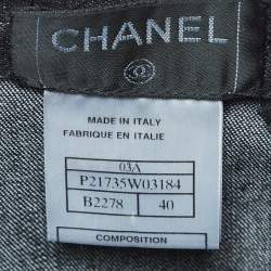 Pre Owned Chanel Black Denim & Wool Pencil Skirt M