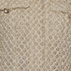 Chanel Beige Textured Linen Blend Coat L