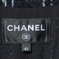 Chanel Black Tweed Wool Blend Maxi Dress L