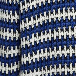 Chanel Blue Linen Rib Knit Button Front Jacket M