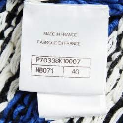 Chanel Blue Linen Rib Knit Button Front Jacket M