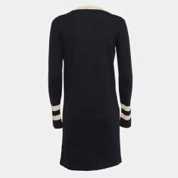 Chanel Black Knit Contrast Trim Long Cardigan S