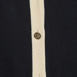 Chanel Black Knit Contrast Trim Long Cardigan S
