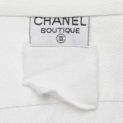 Pre Owned Chanel Boutique White Textured Cotton Sleeveless Shirt XS